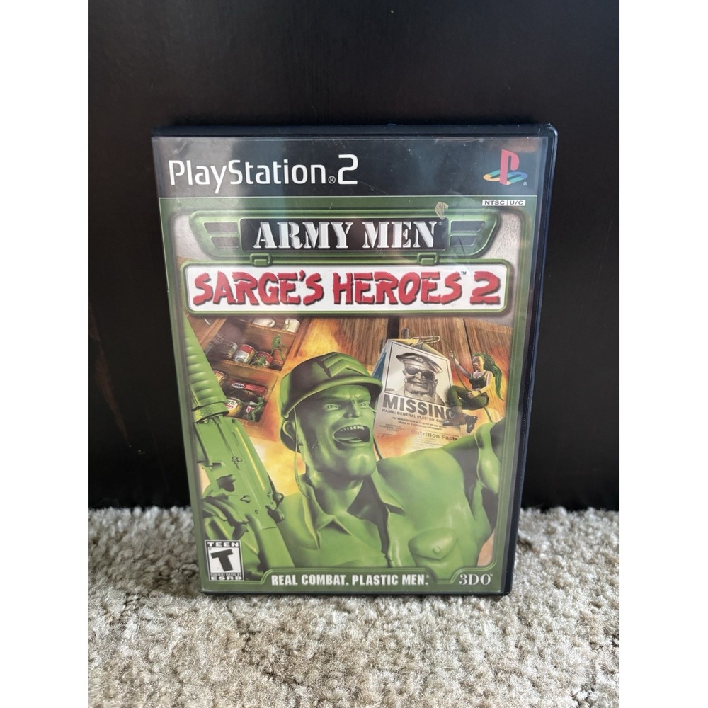 Army Men: Sarge's Heroes 2 (Sony PlayStation 2, 2001) Black Label CIB W/Manual